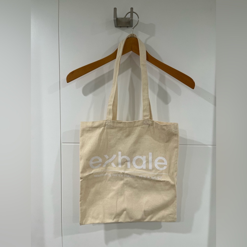 Exhale Boutique Gym/Spa canvas tote bag, NWOT.